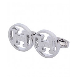 Hermes Logo Style Silver Cufflinks